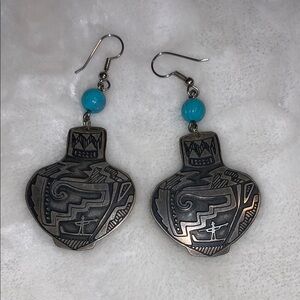 Silver and Turquoise Dangle Earrings